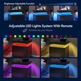 Nightstand LED Bedside Table Cabinet Lights Modern End Side with 2 Drawers for Bedroom (Black)