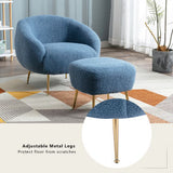 Modern Comfy Leisure Accent Chair Teddy Short Plush Particle Velvet Armchair with Ottoman for Living Room