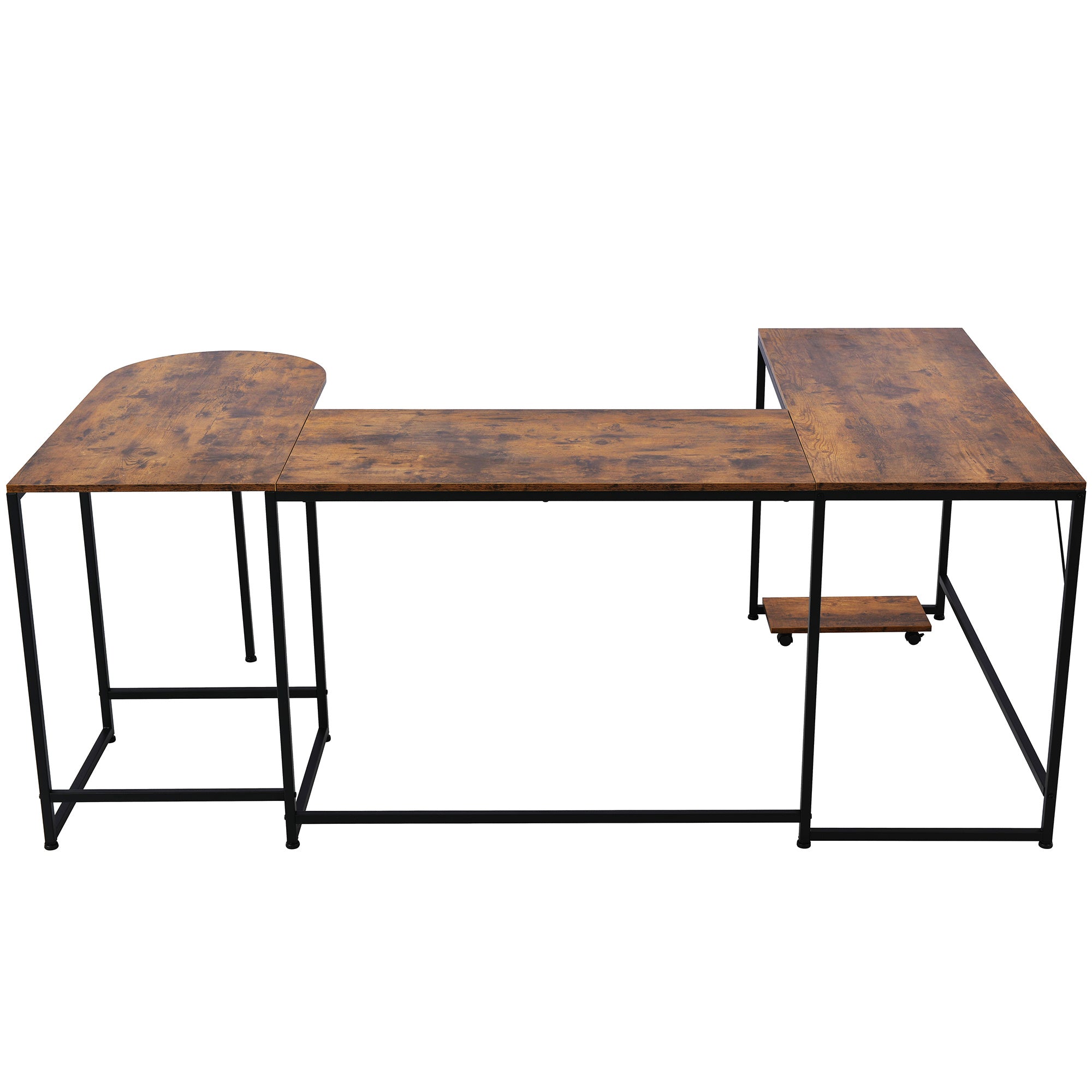 U-shaped Computer Desk - Industrial Corner Writing Desk with CPU Stand