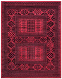 Alastair Red and Black Viscose Area Rug 5x8