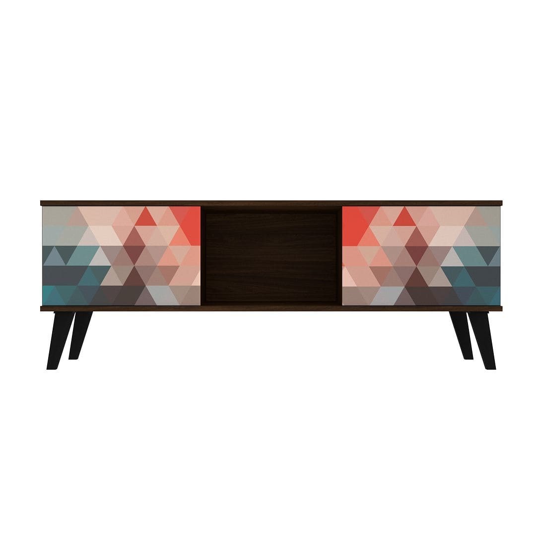 Manhattan Comfort Doyers 53.15 Mid-Century Modern TV Stand in Multi Color Red and Blue