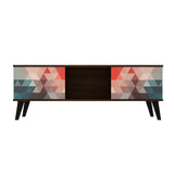 Manhattan Comfort Doyers 53.15 Mid-Century Modern TV Stand in Multi Color Red and Blue