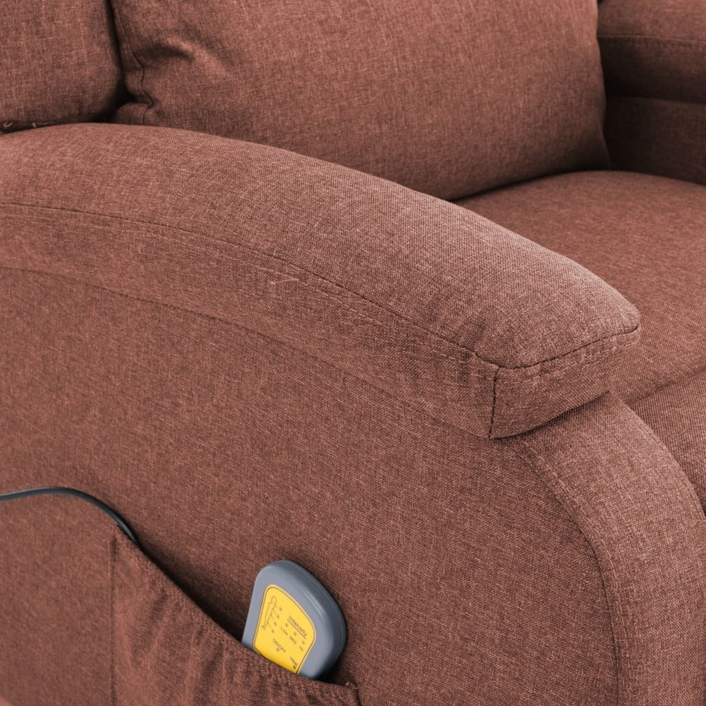 Massage Recliner Brown Fabric