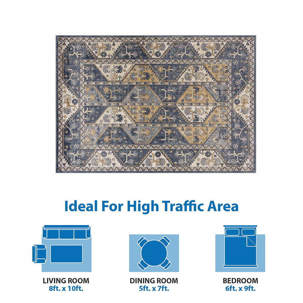 Tiled Border Area Rug 5' x 7'