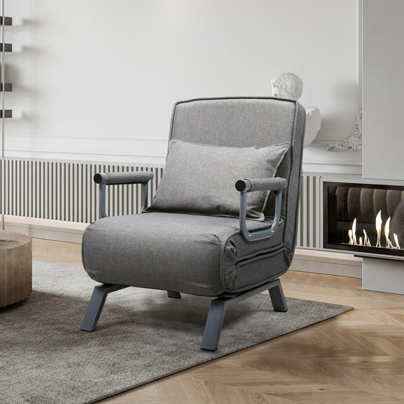 Adjustable Folding Dual-Purpose Lounge Chair Sofa Bed Recliner Gray