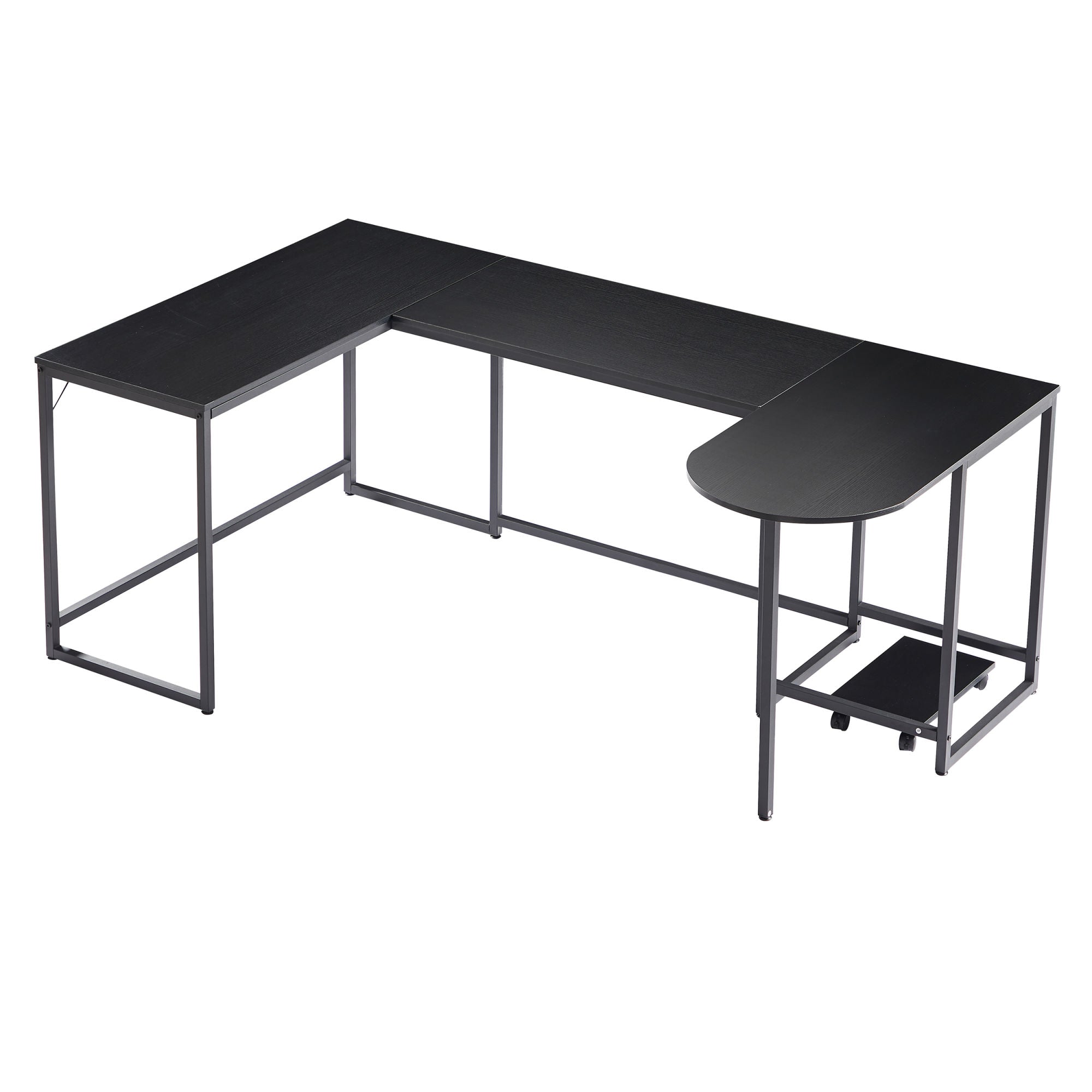 U-shaped Computer Desk - Industrial Corner Writing Desk with CPU Stand