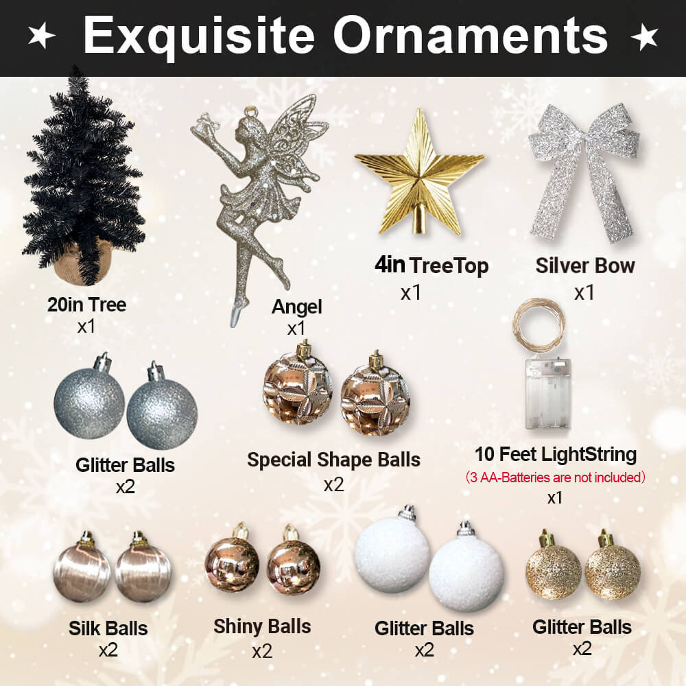 2ft Tabletop Christmas Tree with Light Christmas Decoration with Flocked Snow