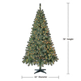6.5 ft Pre-Lit Madison Pine White Artificial Christmas Tree, Multi-Color Incandescent Lights