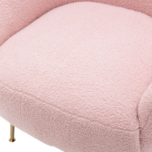 Modern Comfy Leisure Accent Chair Teddy Short Plush Particle Velvet Armchair with Ottoman for Living Room