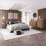 Manhattan Comfort Amber Double Dresser with Faux Leather Handles in Nature