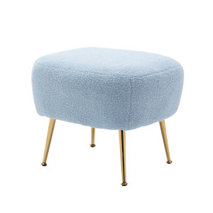 Modern Comfy Leisure Accent Chair Teddy Short Plush Particle Velvet Armchair with Ottoman for Living Room