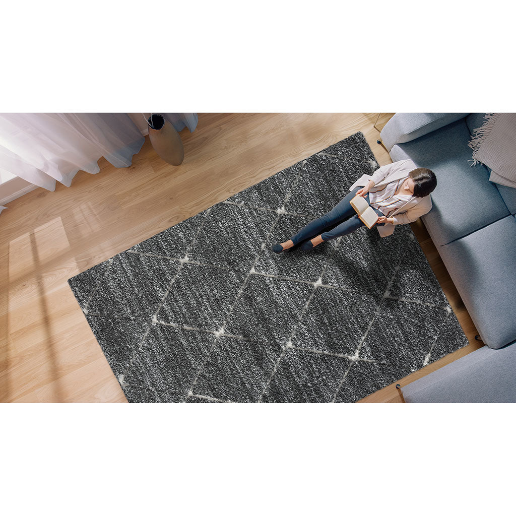 Sophie Talas Trellis Area Rug in Grey and Cream 5' W x 7' L