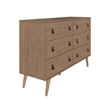 Manhattan Comfort Amber Double Dresser with Faux Leather Handles in Nature