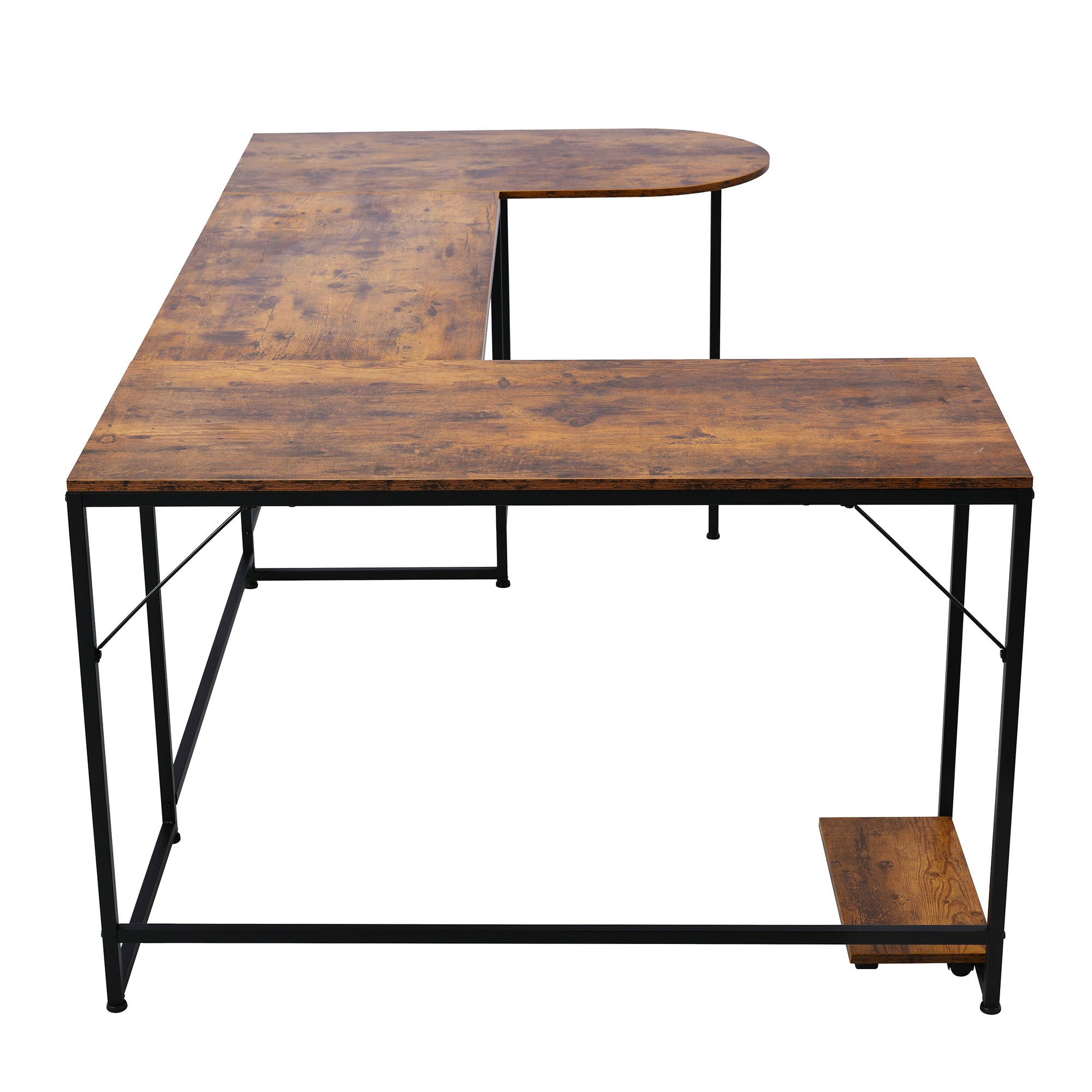 U-shaped Computer Desk - Industrial Corner Writing Desk with CPU Stand