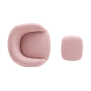 Modern Comfy Leisure Accent Chair Teddy Short Plush Particle Velvet Armchair with Ottoman for Living Room