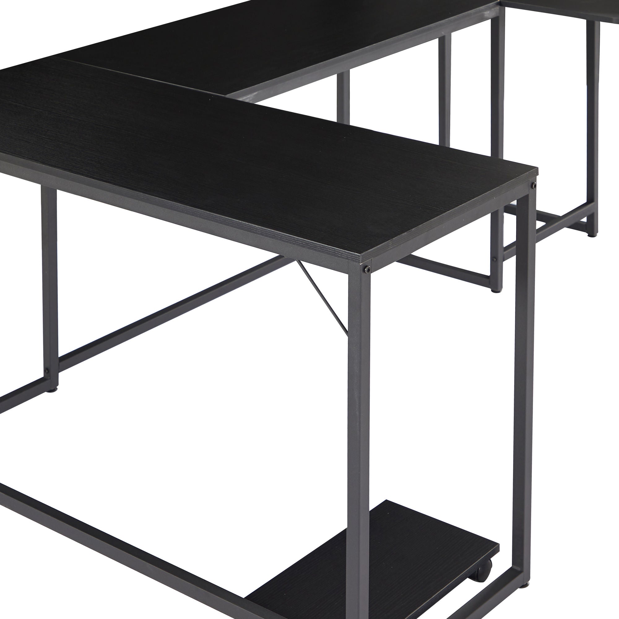 U-shaped Computer Desk - Industrial Corner Writing Desk with CPU Stand