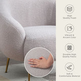 Modern Comfy Leisure Accent Chair Teddy Short Plush Particle Velvet Armchair with Ottoman for Living Room