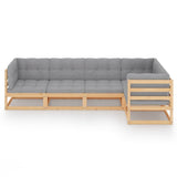 5 Piece Garden Lounge Set with Cushions Solid Pinewood