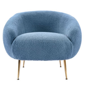 Modern Comfy Leisure Accent Chair Teddy Short Plush Particle Velvet Armchair with Ottoman for Living Room