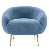 Modern Comfy Leisure Accent Chair Teddy Short Plush Particle Velvet Armchair with Ottoman for Living Room