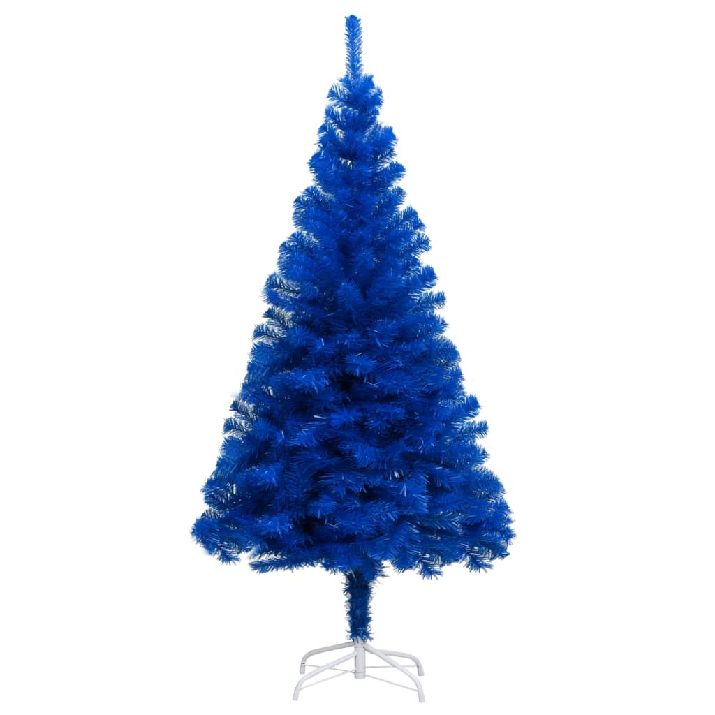 Artificial Christmas Tree with LEDs&Stand Blue 70.9" PVC
