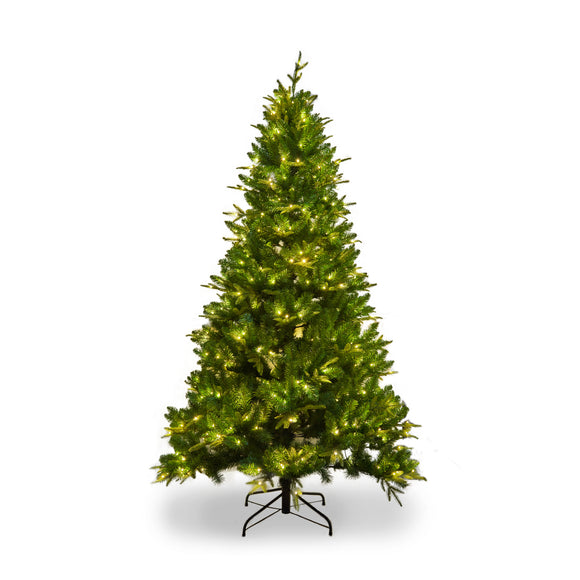 7.5-FT Artificial Christmas Tree with 1685 Tips,400LED, Unlit Hinged Spruce PVC/PE Xmas Tree for Indoor Outdoor, Green