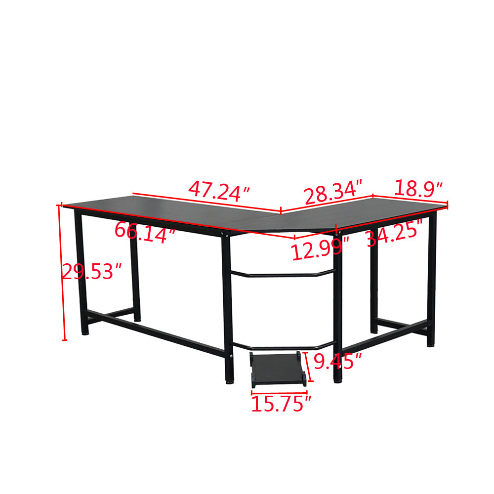 L-Shaped Desktop Computer Desk Black--YS