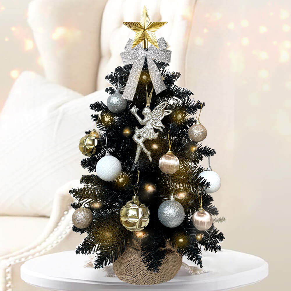 2ft Tabletop Christmas Tree with Light Christmas Decoration with Flocked Snow