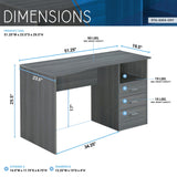 Techni Mobili Classic Computer Desk: Grey with Multiple Drawers