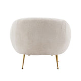 Modern Comfy Leisure Accent Chair Teddy Short Plush Particle Velvet Armchair with Ottoman for Living Room