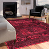 Alastair Red and Black Viscose Area Rug 5x8