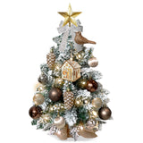 2ft Tabletop Christmas Tree with Light Christmas Decoration with Flocked Snow
