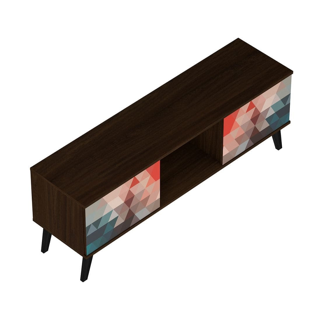 Manhattan Comfort Doyers 53.15 Mid-Century Modern TV Stand in Multi Color Red and Blue