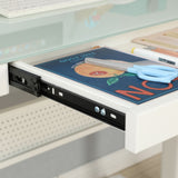 Modern Tempered Glass Standing Desk with Adjustable Height and Metal Drawer - 48 x 24 Inches