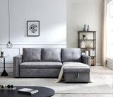 Sectional Sofa with Pulled Out Bed 2 Seats Sofa and Reversible Chaise with Storage