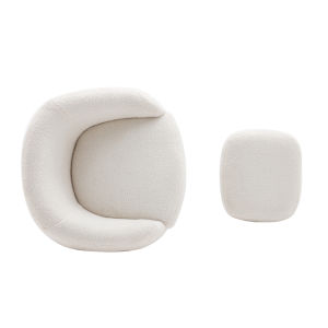 Modern Comfy Leisure Accent Chair Teddy Short Plush Particle Velvet Armchair with Ottoman for Living Room