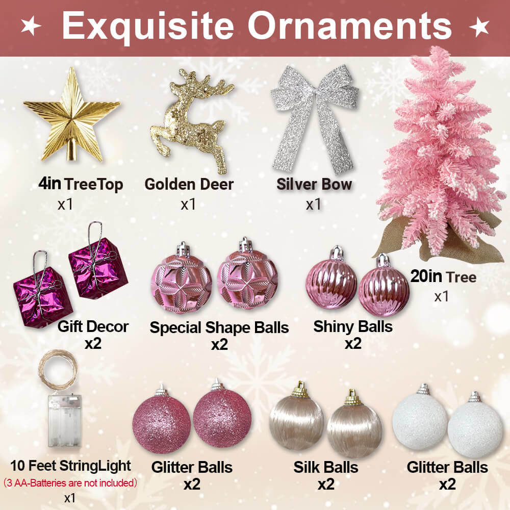 2ft Tabletop Christmas Tree with Light Christmas Decoration with Flocked Snow