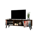 Manhattan Comfort Doyers 53.15 Mid-Century Modern TV Stand in Multi Color Red and Blue