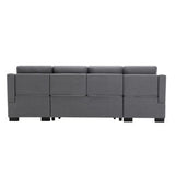Upholstery Sleeper Sectional Sofa with Double Storage Spaces 2 Tossing Cushions - Grey
