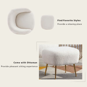 Modern Comfy Leisure Accent Chair Teddy Short Plush Particle Velvet Armchair with Ottoman for Living Room