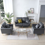 3 Piece Living Room Set with 1 Two Seat Sofa And 2 Armchair, 4 Throw Pillows
