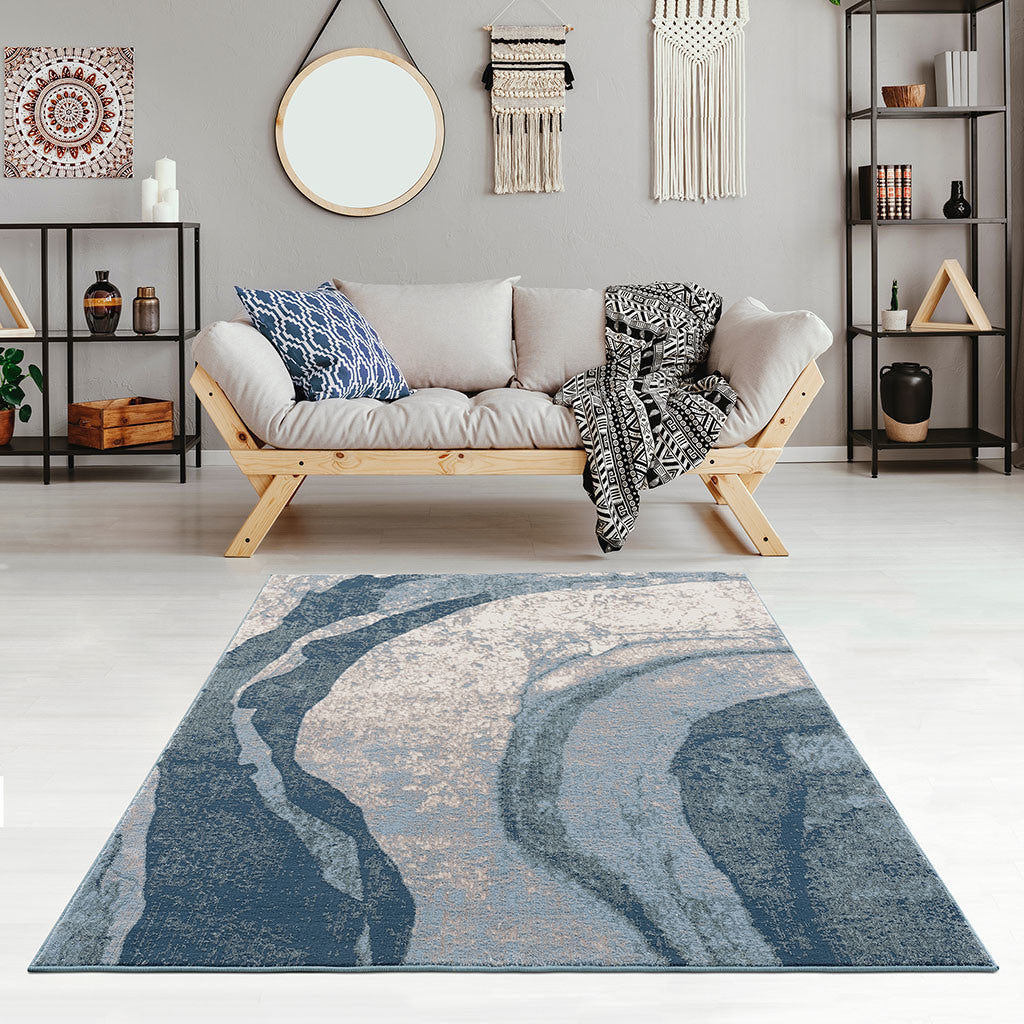 Abstract Wave Area Rug 5x7