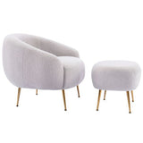 Modern Comfy Leisure Accent Chair Teddy Short Plush Particle Velvet Armchair with Ottoman for Living Room