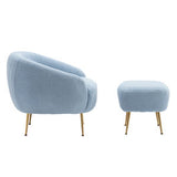 Modern Comfy Leisure Accent Chair Teddy Short Plush Particle Velvet Armchair with Ottoman for Living Room