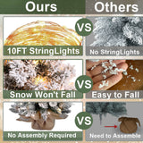 2ft Mini Christmas Tree with Light Tabletop Woodland Christmas Decoration with Flocked Snow