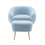 Modern Comfy Leisure Accent Chair Teddy Short Plush Particle Velvet Armchair with Ottoman for Living Room