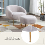 Modern Comfy Leisure Accent Chair Teddy Short Plush Particle Velvet Armchair with Ottoman for Living Room
