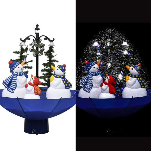 Snowing Christmas Tree with Umbrella Base Blue 2 ft PVC