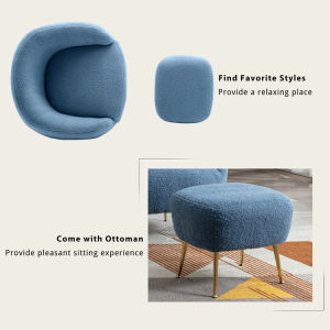 Modern Comfy Leisure Accent Chair Teddy Short Plush Particle Velvet Armchair with Ottoman for Living Room