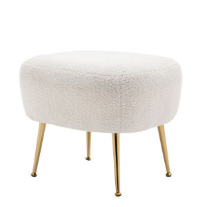Modern Comfy Leisure Accent Chair Teddy Short Plush Particle Velvet Armchair with Ottoman for Living Room